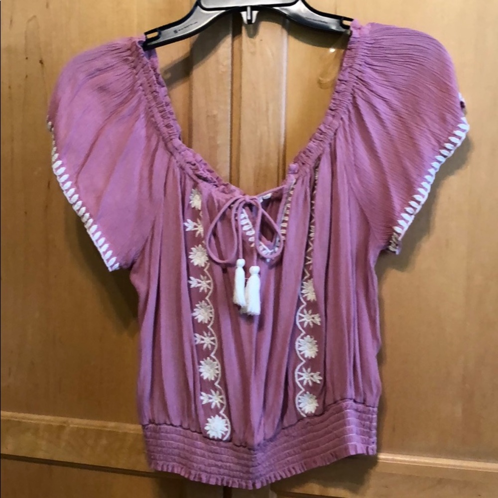 Pink embroidered tank